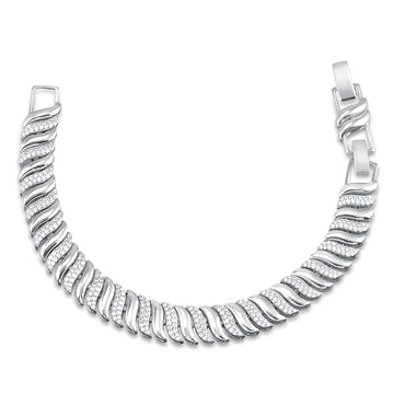 Pulseira escamas cravejadas Luxo com banho de ródio branco
