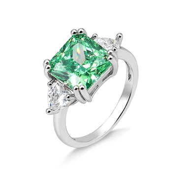 Anel Paraiba quadrado luxo com banho de ródio branco