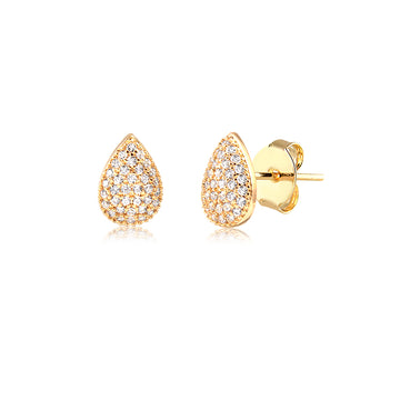 Brinco gota cravejada dourado
