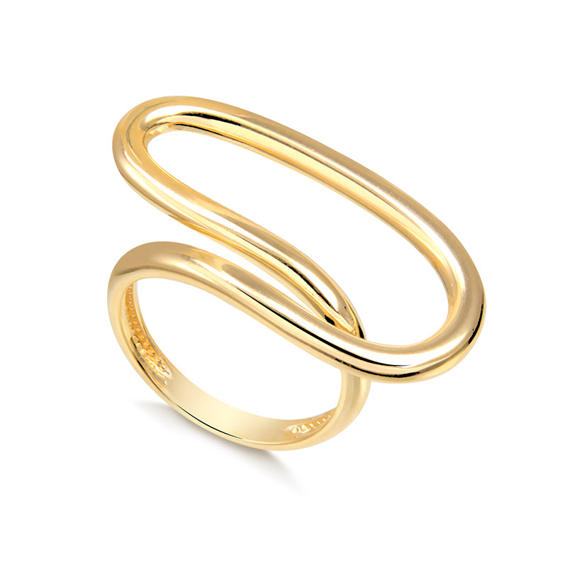 Anel maxi vazado oval com banho de ouro 18k