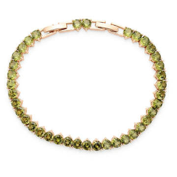 Pulseira riviera 3 garras 4MM com zircônia na cor peridoto com banho de ouro 18k