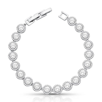 Pulseira riviera ovais entorno cravejado com banho de ródio branco