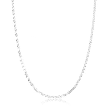 Colar longo laminado trabalhado 2mm 60cm com banho de ródio branco
