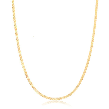 Colar longo laminado trabalhado 2mm 60cm com banho de ouro 18k