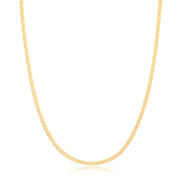 Colar longo laminado trabalhado 2mm 60cm com banho de ouro 18k