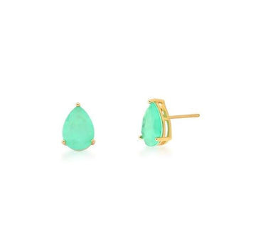 Brinco gota G esmeralda colombiana dourado