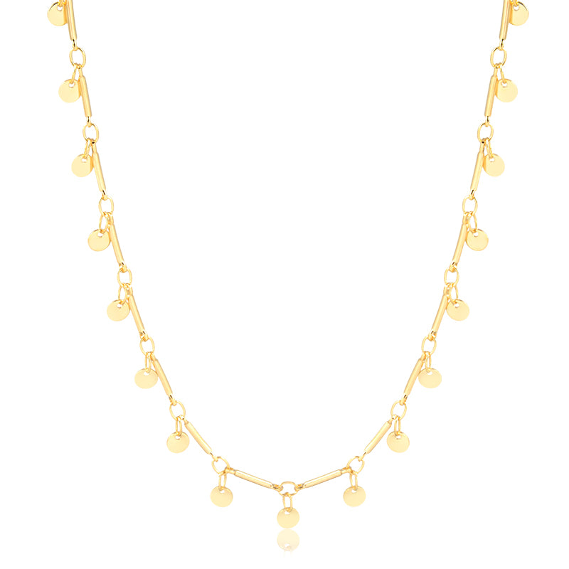Colar choker medalhas e canutilhos com banho de ouro 18k
