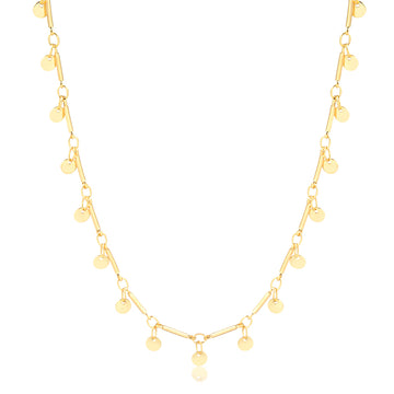 Colar choker medalhas e canutilhos com banho de ouro 18k