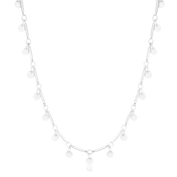Colar choker medalhas e canutilhos com banho de ródio branco