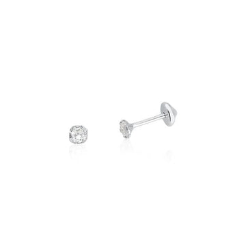Brinco prata 925 ponto de luz pp tarraxa baby