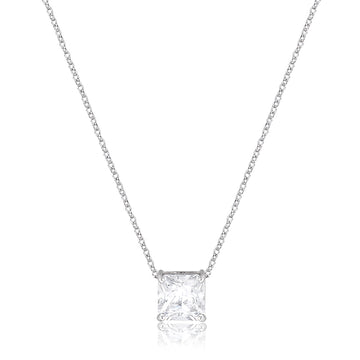 Colar quadrado zirconia cristal ródio branco