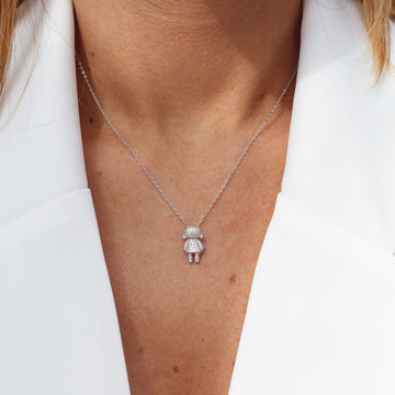Colar MOISSANITE menina 0,29ct joia em prata 925 com banho de ródio branco