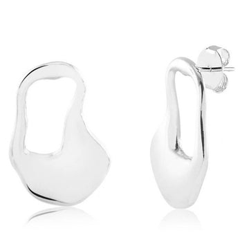 Brinco orgânico vazado G em ródio branco