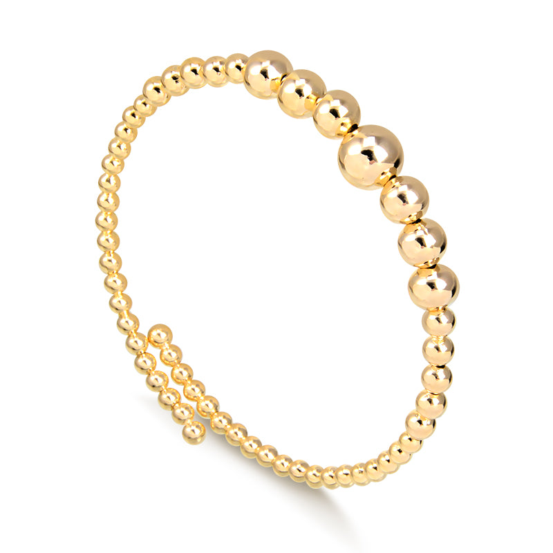 Pulseira bracelete maleável com esferas com banho de ouro 18k