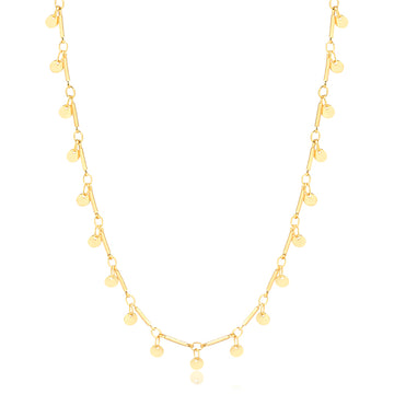 Colar longo medalhas canutilhos com banho de ouro 18k