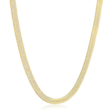 Colar choker fita laminada media 4mm com banho de ouro 18k