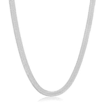 Colar choker fita laminada 4mm média ródio branco