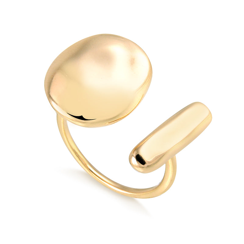 Anel orgânico aberto com banho de ouro 18k