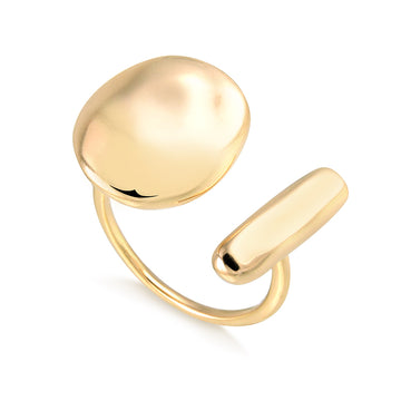 Anel orgânico aberto com banho de ouro 18k