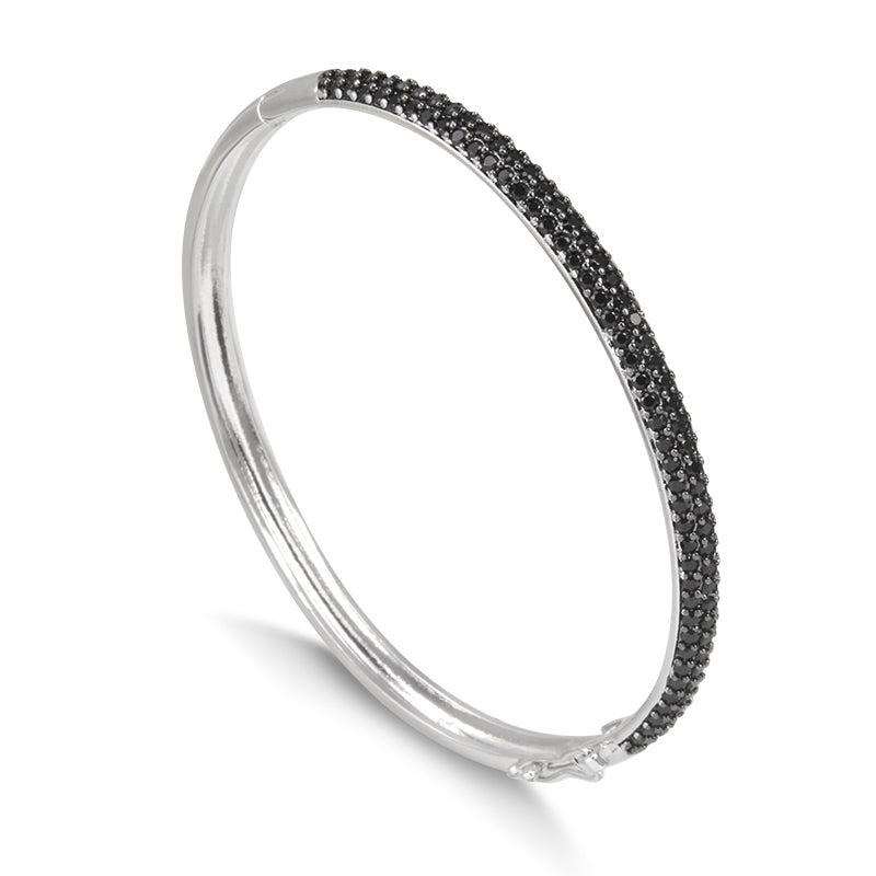 Pulseira bracelete zircônia negra com banho de ródio branco