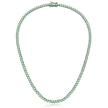 Colar riviera Paraíba com banho de ródio branco 40cm 3mm 3 garras