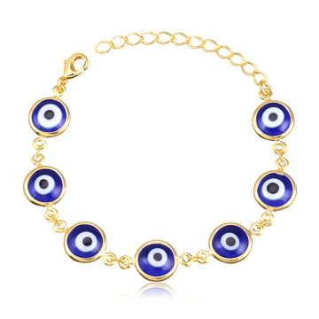 Pulseira olhos gregos maiores com banho de ouro 18k