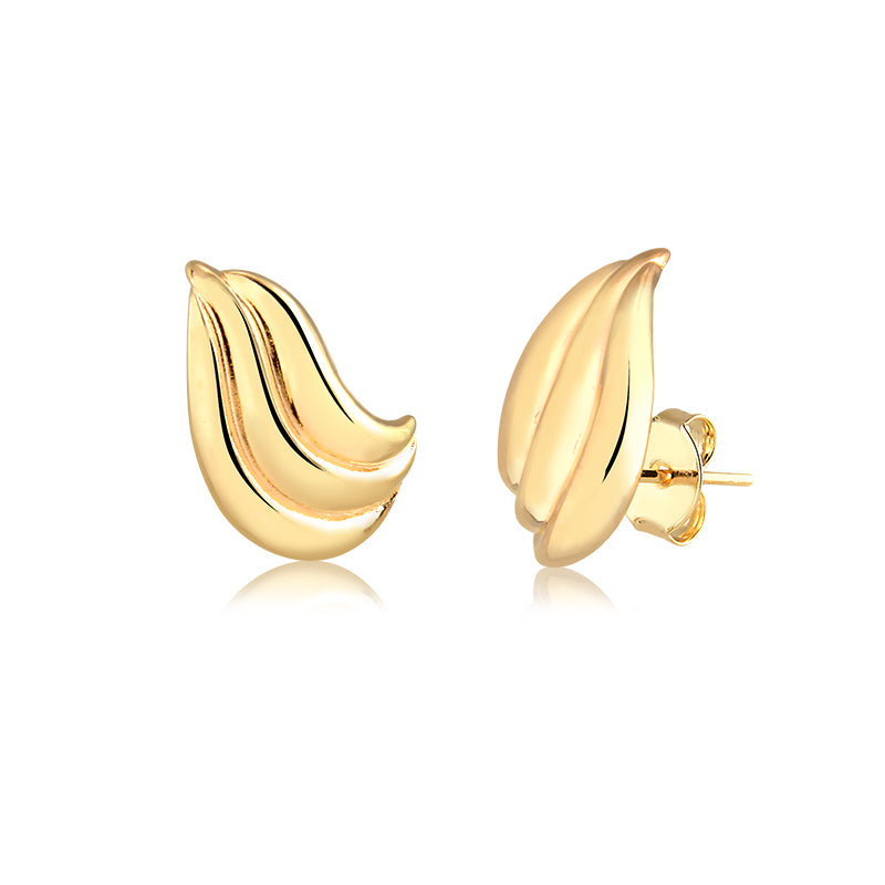 Brinco ear cuff menor tri ondas fechado com banho de ouro 18k