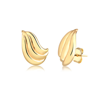 Brinco ear cuff menor tri ondas fechado dourado