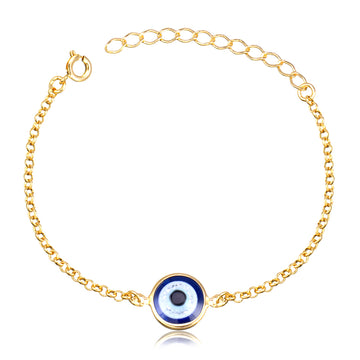 Pulseira olho grego único com banho de ouro 18k
