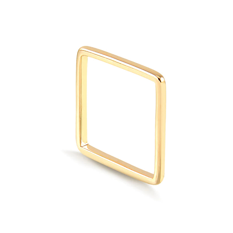 Anel quadrado liso dourado