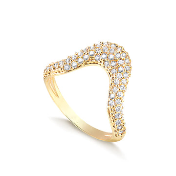 Anel orgânico cravejado dourado
