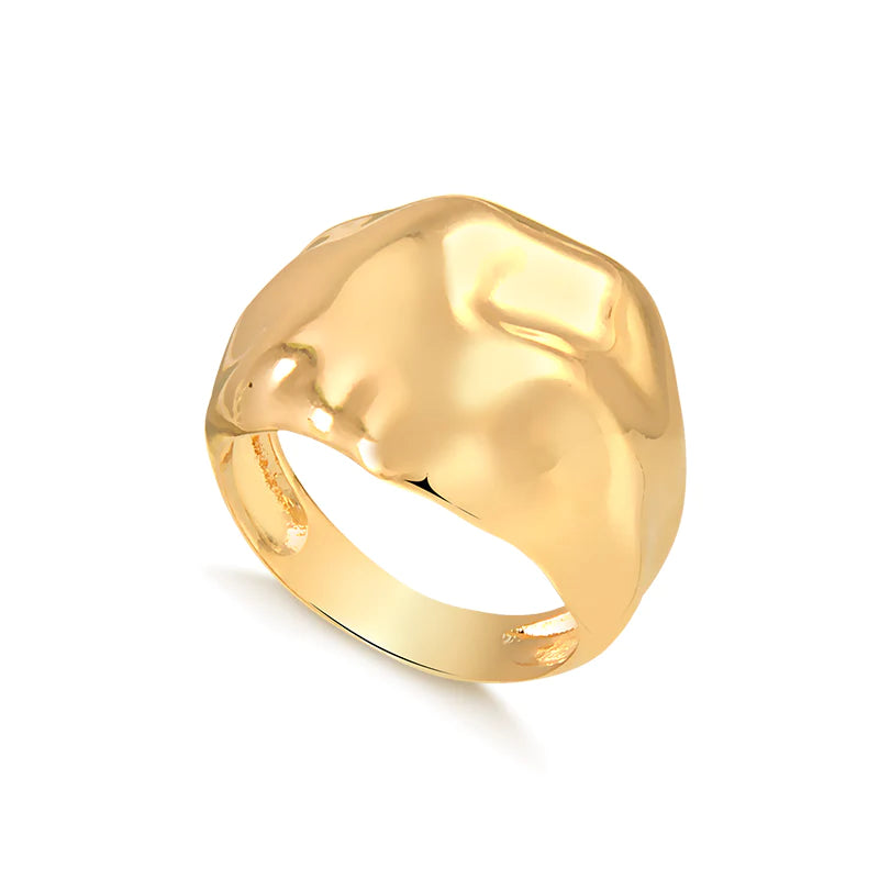 Anel orgânico abaloado dourado