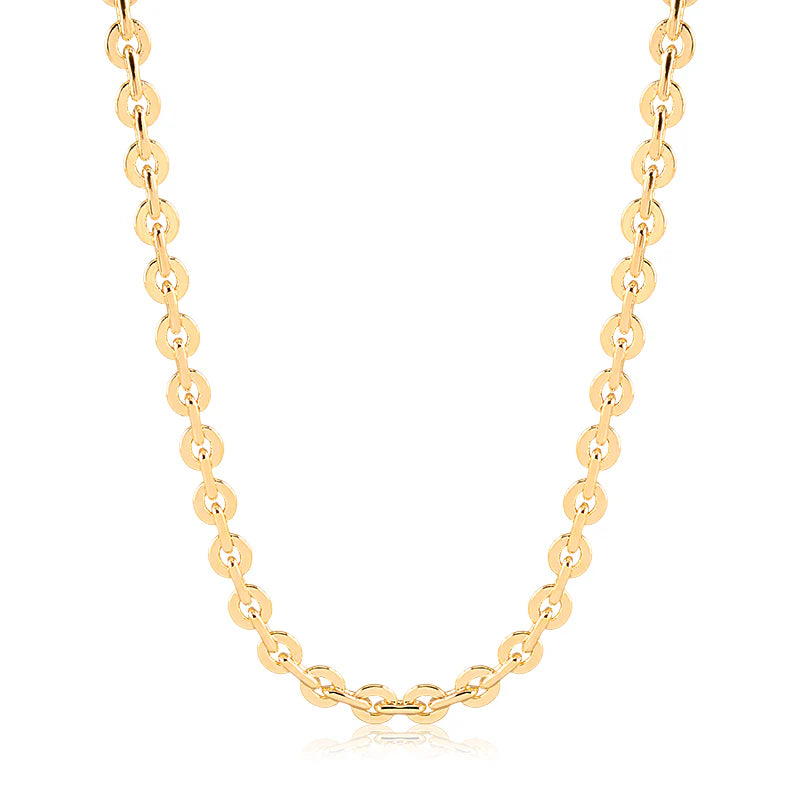 Colar choker elos redondos chatos dourado
