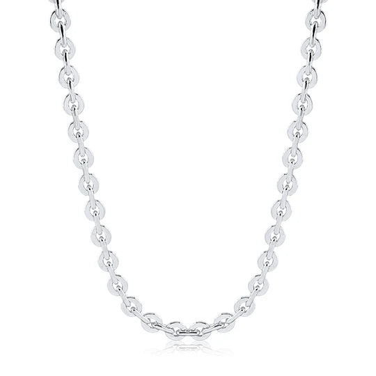 Colar choker elos redondos chatos em ródio branco