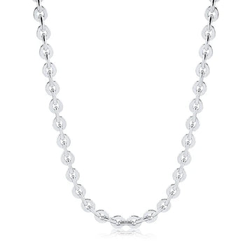 Colar choker elos redondos chatos em ródio branco