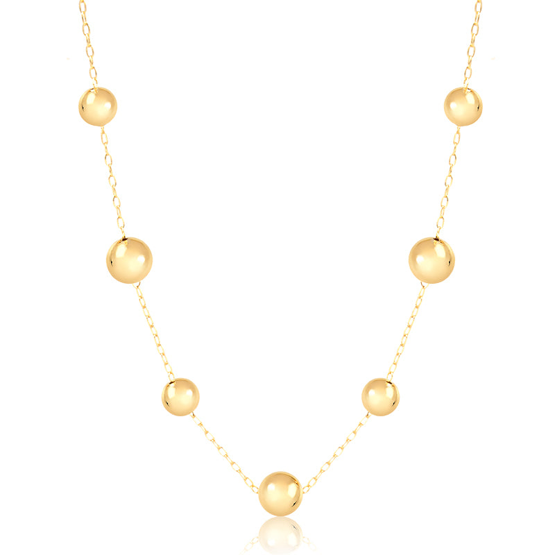 Colar esferas intercaladas com banho de ouro 18k