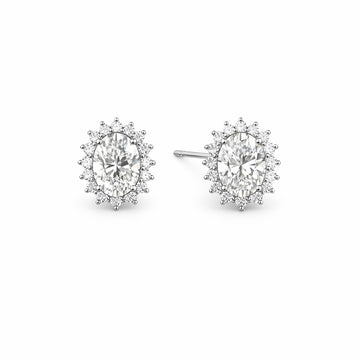 Brinco MOISSANITE jóia em prata 925 oval princess 7X9mm 4,68quilates com banho de ródio branco