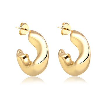 Brinco argola abaloada desconstruída banhada em ouro 18k