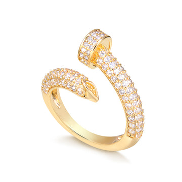 Anel prego cravejado com banho de ouro 18k