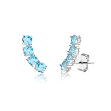 Brinco ear cuff 4 ovais topázio com banho de ródio branco