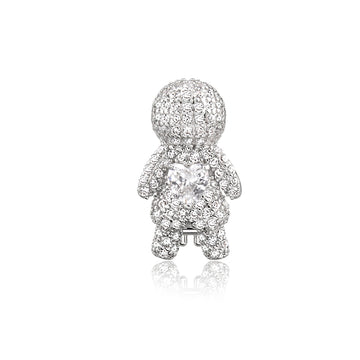 Pingente menino cristal para pulseira esteira em ródio branco