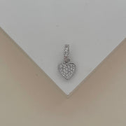 Pingente coração cravejado para colar veneziana com banho de ródio branco