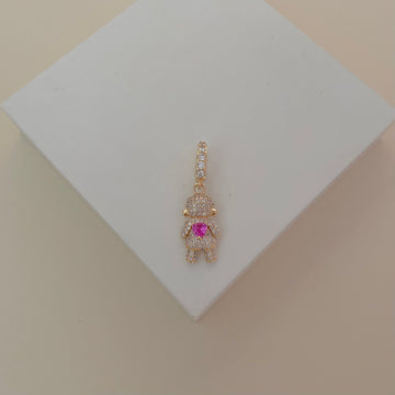Pingente MENINA rosa com banho de ouro 18k