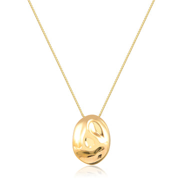 Colar oval orgânico liso com banho de ouro 18k