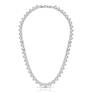 Colar riviera corações com zircônia cristal e banho de ródio branco 42cm+2cm extensor