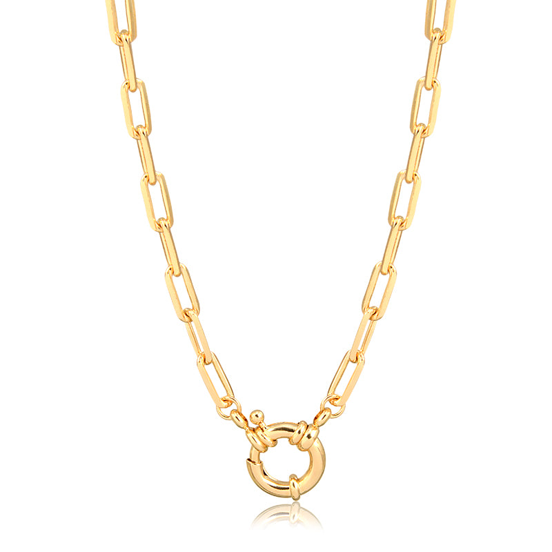 Colar elos cartier com fecho boia banhado em ouro 18k