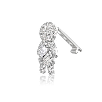 Pingente menino cristal para pulseira esteira em ródio branco