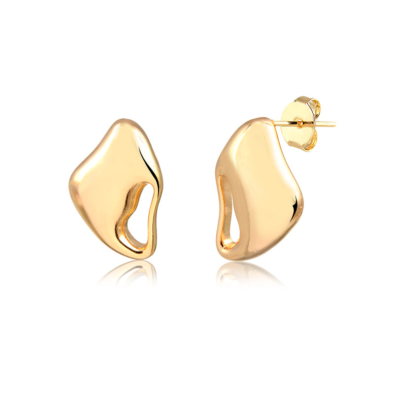 Brinco orgânico estilo gota detalhe vazado dourado