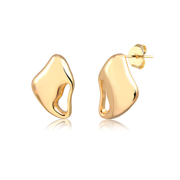 Brinco orgânico estilo gota detalhe vazado dourado