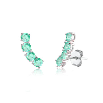 Brinco ear cuff 4 ovais turmalina com banho de ródio branco